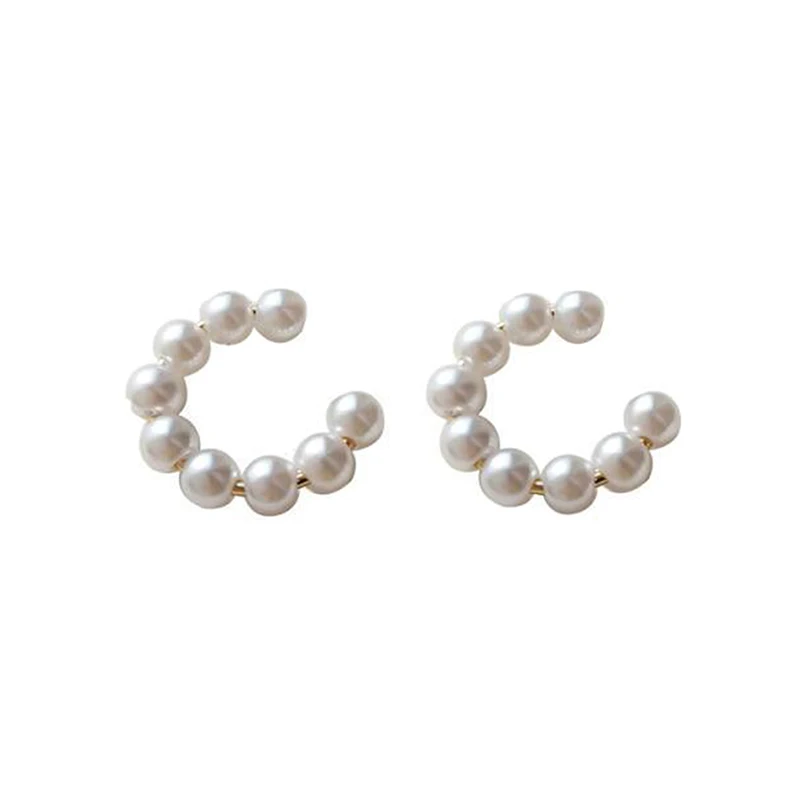 Korean Pearl Ear Cuff Clip Earrings Non-Piercing Bone C-shaped Without Puncture Minimalist Earrings For Women Fashion Jewelry