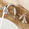 3 Hole Bathroom Sink Faucet Deck Mounted Widespread Basin Faucet Dual Handles 3 pcs Mixer Tap Hot Cold Water Tap 1