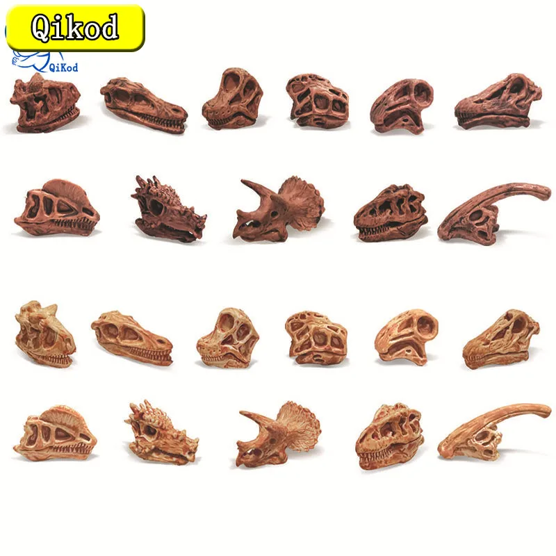11 Pz Simulazione Dinosauro Cranio Modello Tyrannosaurus Rex Velocraptor Triceratopo Scheletro Cranio Fossile Giocattolo In Miniatura Figura Regalo