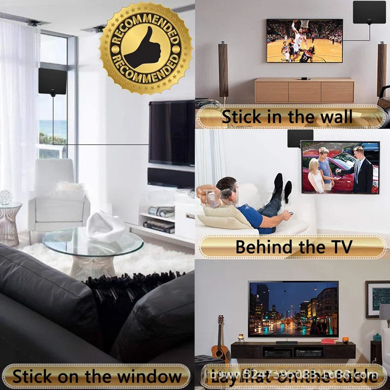 Carbon Fiber Indoor TV Antenna HDTV Digital TV Antenna 4K Dual Amplification Signal Amplifier antenna signal booster