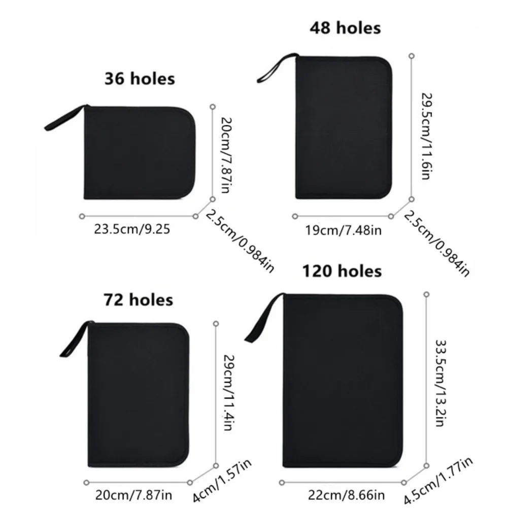 36/48/72 홀 접이식 펜 커튼 연필 가방 내구성 연필 삽입 주최자 전문 미술 그림 연필 케이스 문구