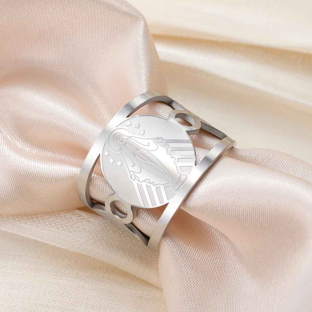Dawapara Jungfrau Maria Ring verstellbar Heilige Mutter Maria christliche Geschenke Segen Schutz religiöser Ring Edelstahl Schmuck – Detail 12