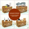 Wooden Cutlery Holder 3 Compartment Tableware Drainboard Spoon Storage Kitchen Utensil Caddy Organizer Kitchen Silverware Holder 5