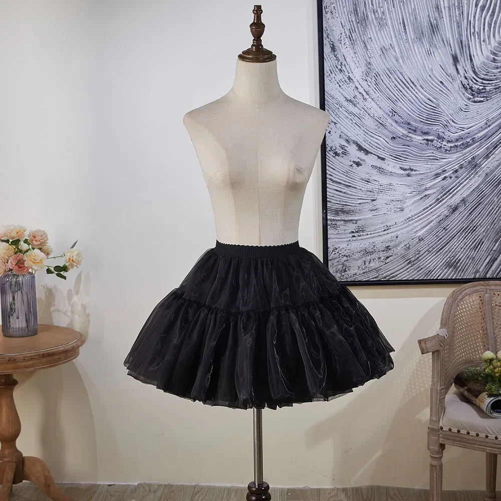 Petticoat Skirt Petticoat Underskirt Lolita Petticoat 35Cm Underskirt Black Petticoat Lolita Soft Yarn Boneless Skirt Support Daily Cosplay Violence Carmen Soft Korea Japan