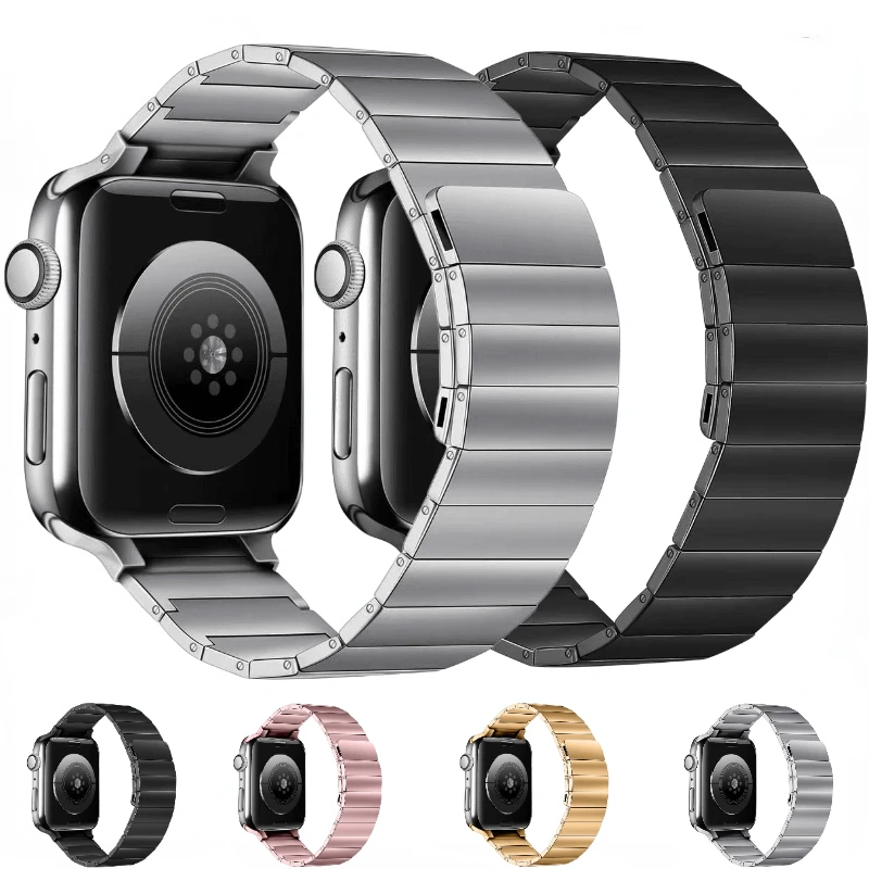 Metal For Apple Watch UItra 49mm 8 7 45mm 41mm Stainless Steel Magnetic Loop Link Bracelet band For iWatch 6 5 4 3 SE 44mm 40mm