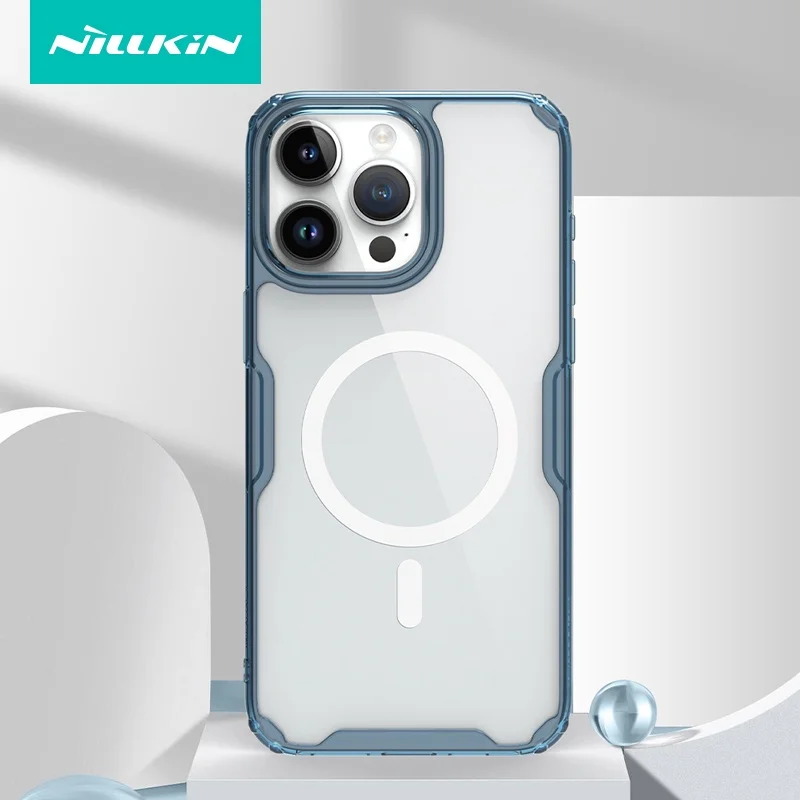 

For iPhone 15 Pro Max 15 Pro Case Nillkin Beautiful Shockproof Transparent PC + TPU Protection Wirless Charing Phone Cover