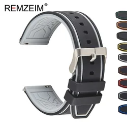 Versatile Rubber Silicone Sport Watch Strap with Stainless Steel Clasp - Green, Red, or Black - 22mm (Gray - black)
