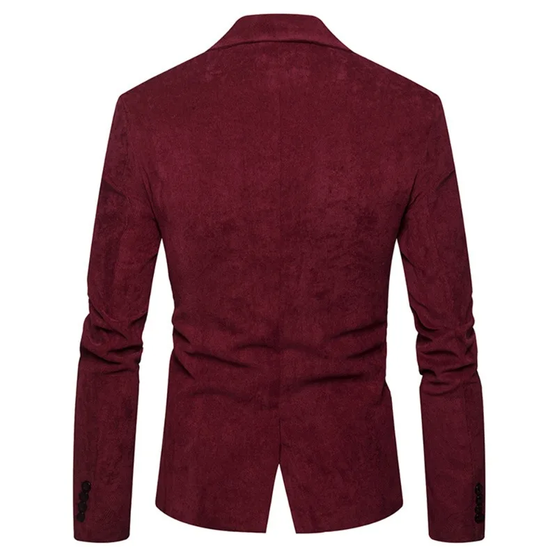 Men's Casual Suit Jacket Fashion Solid Color Corduroy Button Pocket Lapel Jacket Business Party Leisure Suit mens blazer