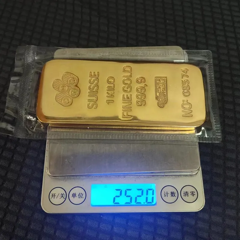Kopie 24K vergoldet Schweizer 1kg Argor-Heraeus Goldbarren 1kilo Goldbarren Ausländische Währungsgeschenke Goldbarren Sammlung