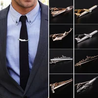 Men Alloy Metal Gold Color Tie Clips Clasp Cufflinks Steamship Dolphin Airplane Tie Bar Wedding Party Jewelry Pin 2