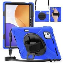 Heavy Duty Protective Tablet Case with Shoulder Strap - Durable PC + Silicone Cover for Pad 7S Pro 12.5inch (Blue)