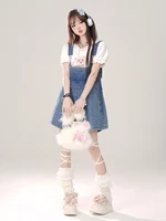 REDDACHiC Denim Blue Bunny Ears Rompers Women Star Rivets Sleeveless Wide Leg Solid Casual Overall Shorts Jumpsuit Streetwear - Image 6