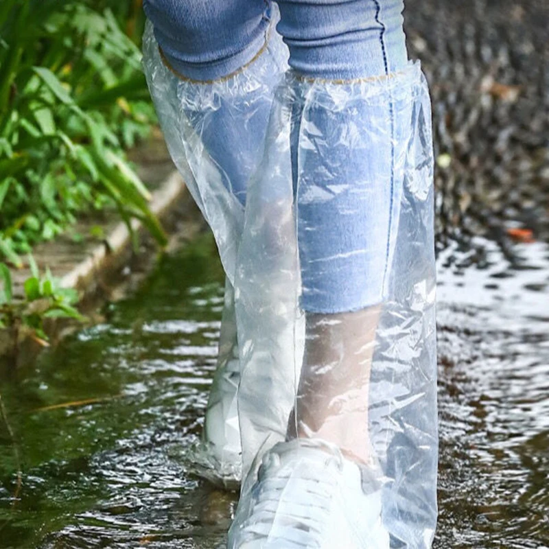 10 Stück regnerische Einweg-Überschuhe, transparente, dicke, verschleißfeste, wasserdichte Isolations-Fußabdeckungen aus Kunststoff für den Außenbereich – Detail 9