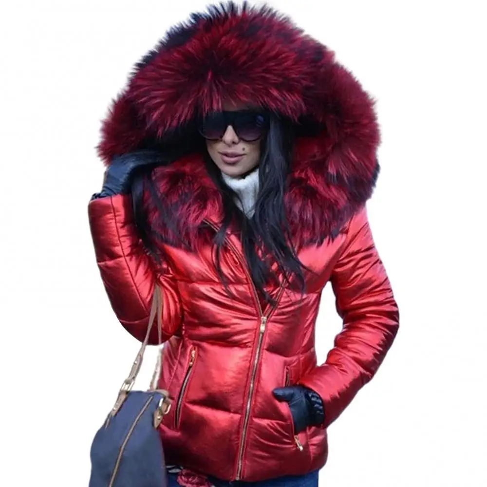 Women Jacket Autumn Winter Faux Fur Hooded Zipper Warm Down Coat Women 2022 Outdoor Parka Outerwear Women's Clothing xxxxl large faux fox fur female thick warm hooded winter down coat women parka down jacket parkas women s outerwear 2021 cotton jacket