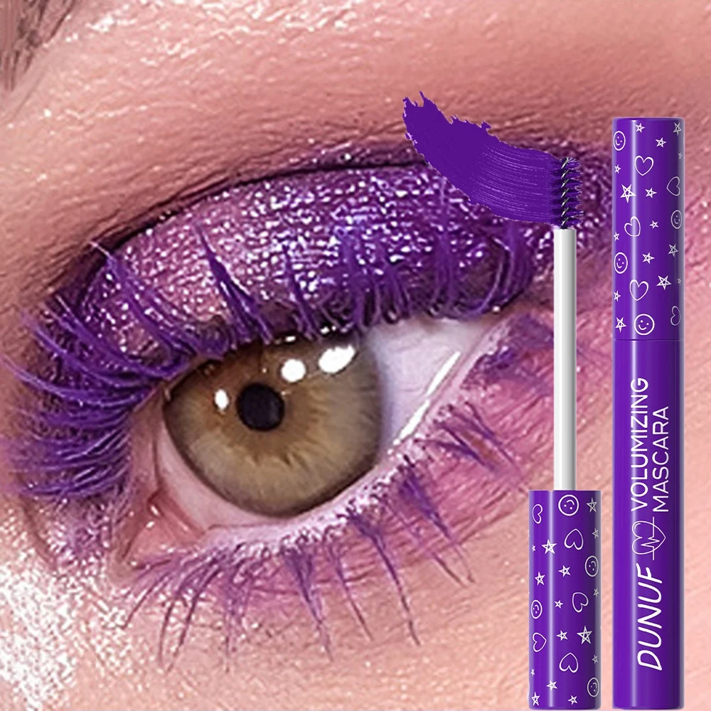 Colorful Eyelash Mascara 5D Silk Fiber Volume Curling Lengthening EyeLashes Extension Purple Blue White Waterproof Eye Makeup
