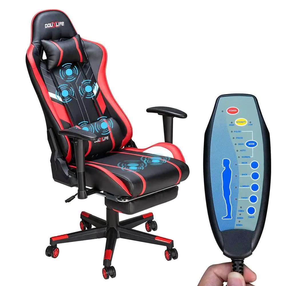 Douxlife GC-RC03 7-Point Massage Gaming Chair, Adjustable Seat Height Ergonomic Office Chair with Footrest and Lumbar Support 1 Douxlife GC-RC03 7-Point Massage Gaming Chair, Adjustable Seat Height Ergonomic Office Chair with Footrest and Lumbar Support 1