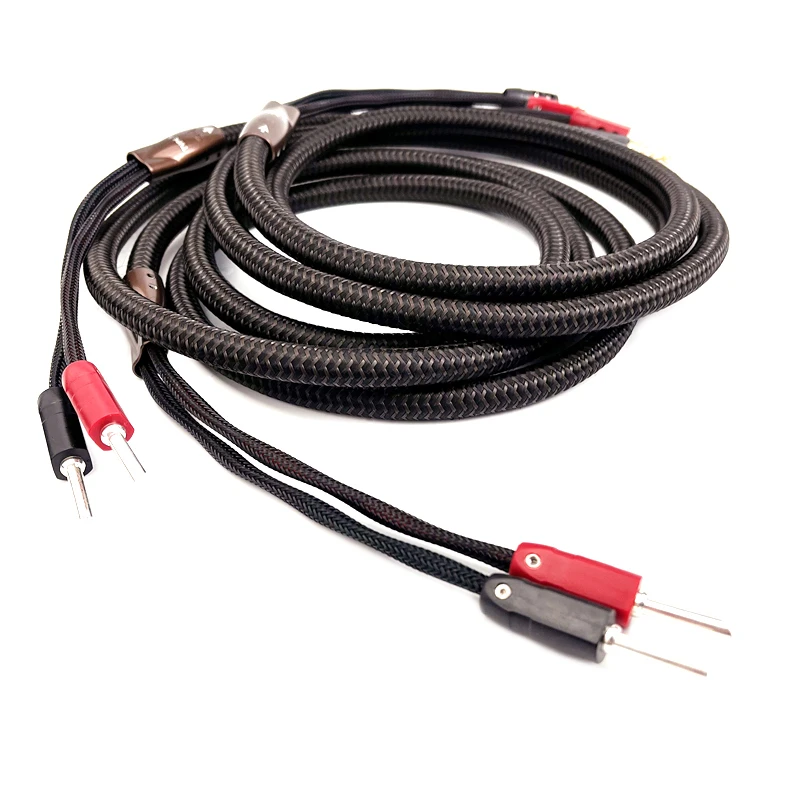 

Pair Type 5 Speaker Cable Low Noise Solid PSC+ Copper HiFi Audio Loudspeaker Wire Spade & Banana Plug