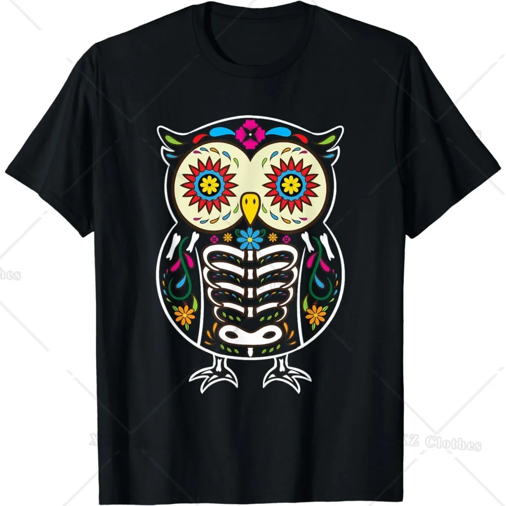 

Sugar Skull Owl Dia De Los Muertos Halloween T-Shirt for Women Men