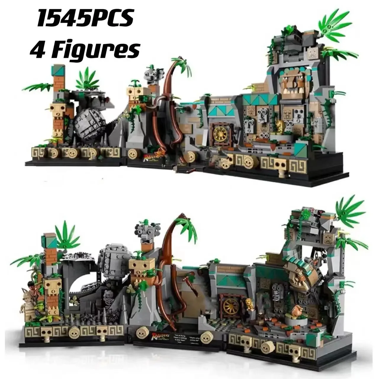 1545피스 MOC 황금상 사원 77015 조립 키트 인디애나 존스 잃어버린 유물 사냥꾼 영화 장면 블록 브릭 장난감