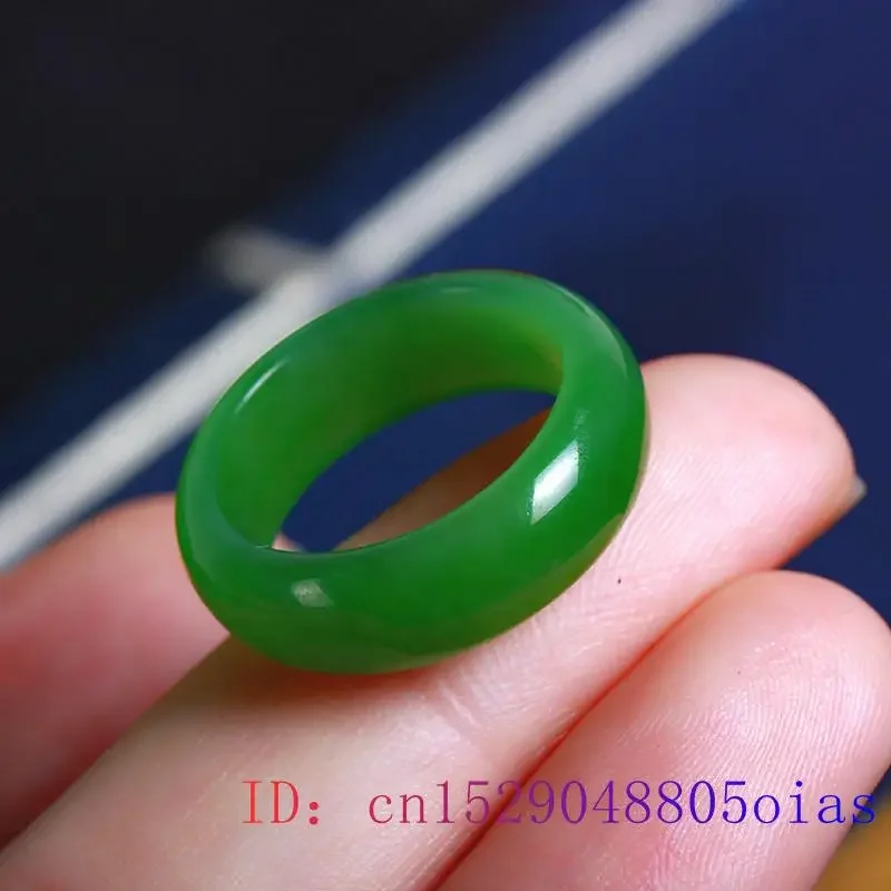 Natural Green Hetian Jade Ring Chinese Jasper Amulet Fashion Charm Jewelry Hand Carved Crafts Gifts Women Men natural stone ring jade ring