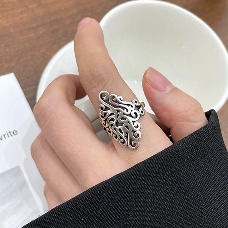 

Fashion Silver Carving Patterns Rings New Desgin for Women Trendy Adjustable Ring Anillos Party Gifts Fine Jewelry Accessories