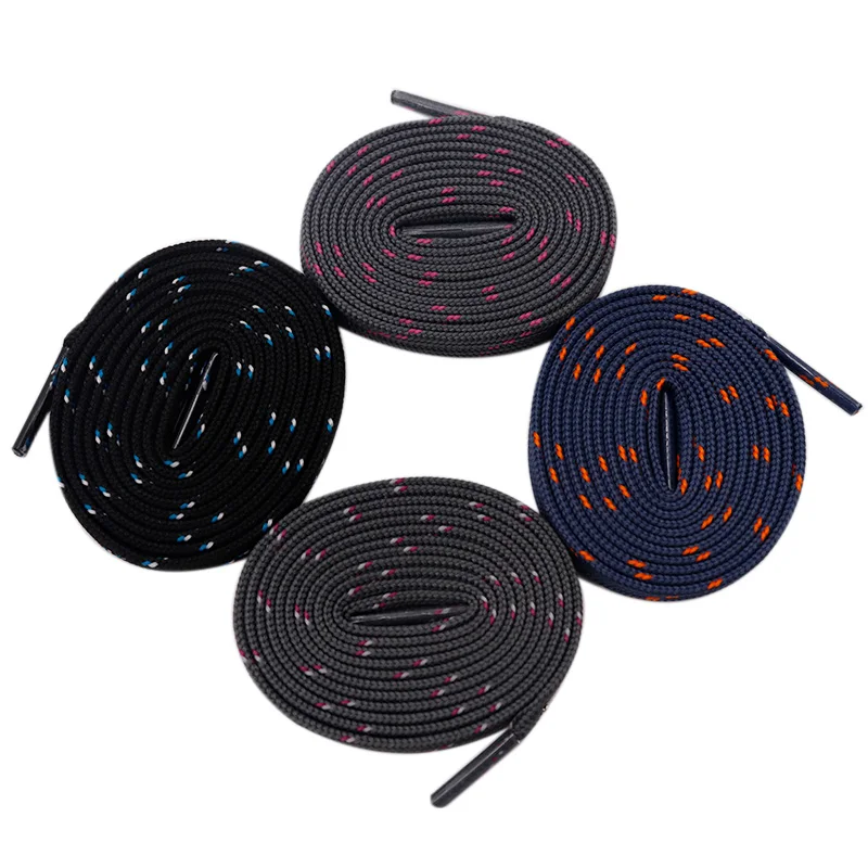 A Pair of Dark Laces Two-color Speckled Striped Laces Men's and Women's Casual Sneakers Customizable 8mm Laces