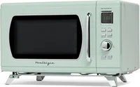 Mid-Century Retro Countertop Microwave Oven  Large 900-Watt 0.9 cu ft 8 Pre-Programmed Cooking Settings Digital Clock - K 1