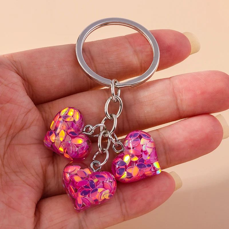 Niedlicher Glitzer-Herz-Schlüsselanhänger aus Kunstharz für Frauen und Mädchen, Schlüsselanhänger, Anhänger, Autoschlüsselhalter, Handtasche, Dekor, Charms, DIY-Schmuck, Geschenke – Detail 7