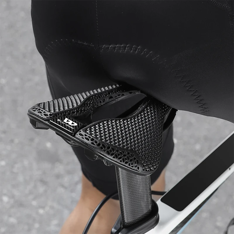 Acheter Selle de vélo imprimée en Fiber de carbone 3D, selle de vélo respirante, siège de vélo de route ultraléger