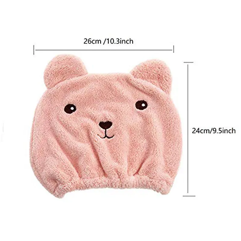 Microfibre Hair Drying Bath Towel Cap Cute Cartoon Bear Absorbent Soft Hair Dry Wrap Bathroom Accessories Bonnets hair bonnet dry hair cap