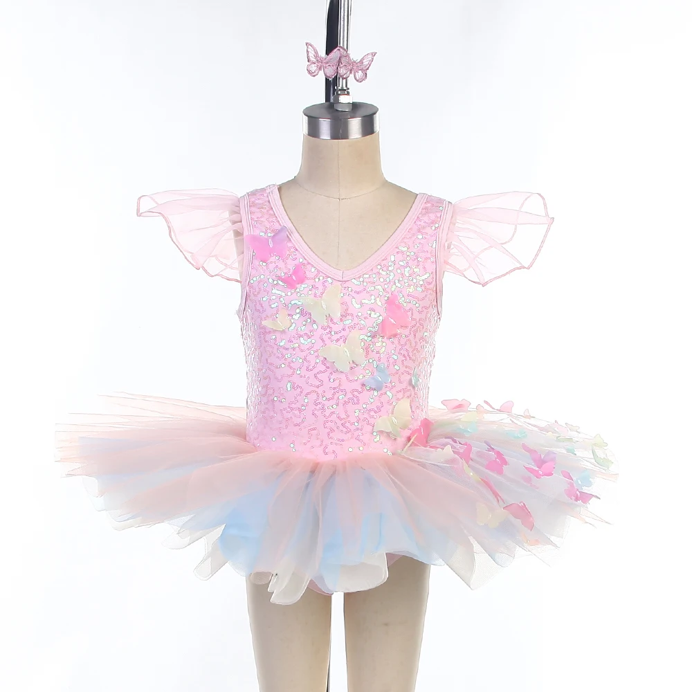 

Танцевальные костюмы 24007, розовый лиф с блестками, детская балетная пачка, маленькие танцевальные костюмы