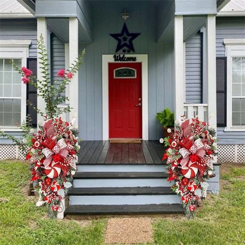 Décorations de Noël Courrande de canne Guirlande Cintre de porte