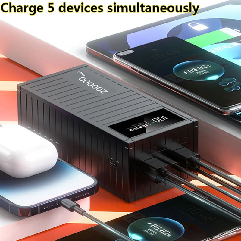 200000mAh Power Bank 66W PD QC 3.0 Charger Powerbank Large Battery Capacity Power Station Fast Charging For iPhone Xiaomi HUAWEI 5