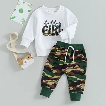 Adorable Baby Girl 2-Piece Spring Outfit Pullover and Camo Pants