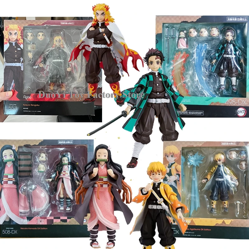 Figma Demon Slayer Figure Demon Slayer: Kimetsu no Yaiba Rengoku Kyoujuro 553 Tanjiro 498 Kamado Nezuko Kamado 508 Agatsuma Zenitsu 522 Toys