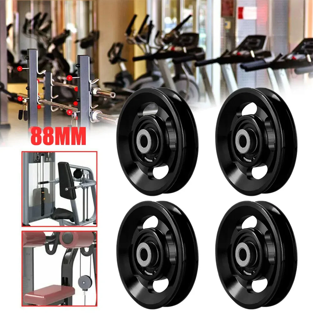 

Equipment Gym 88mm Heavy Color Red/black 4pcs/lot Part Aluminium Lift Pulley Load Fitness Wheel Alloy Bearing