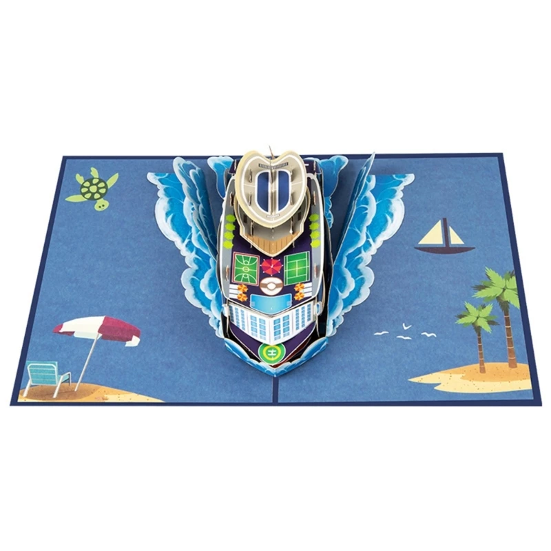 Deep Sea Cruise Ship Theme Card PopUp Card with Envelope 3D Greeting Cards for Birthdays Anniversaries Parties Gift