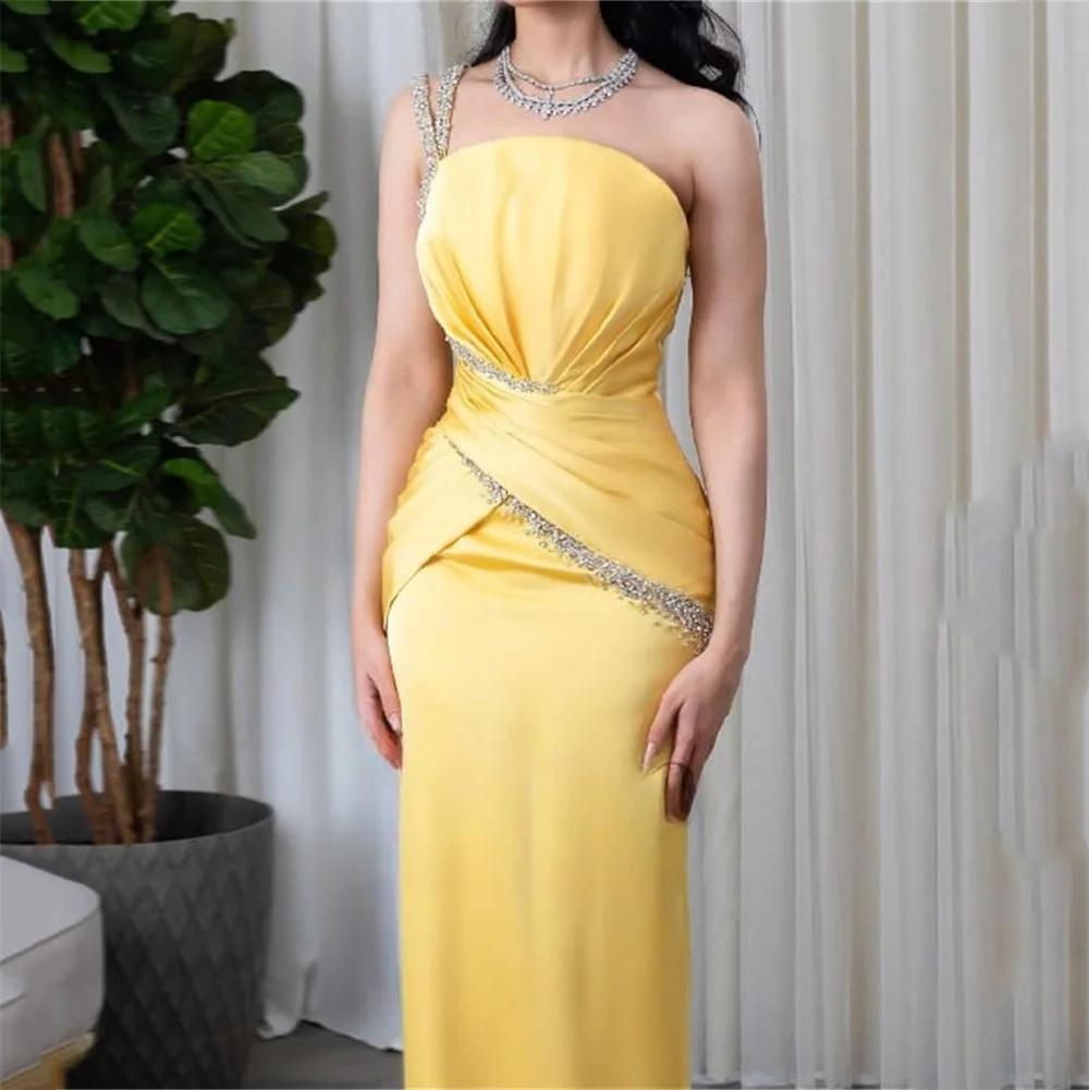 

MOLISA Crystals Strapless Sleeveless A Line Long Evening Dress For Woman Floor Length Formal Elegant Prom Gown New 2023