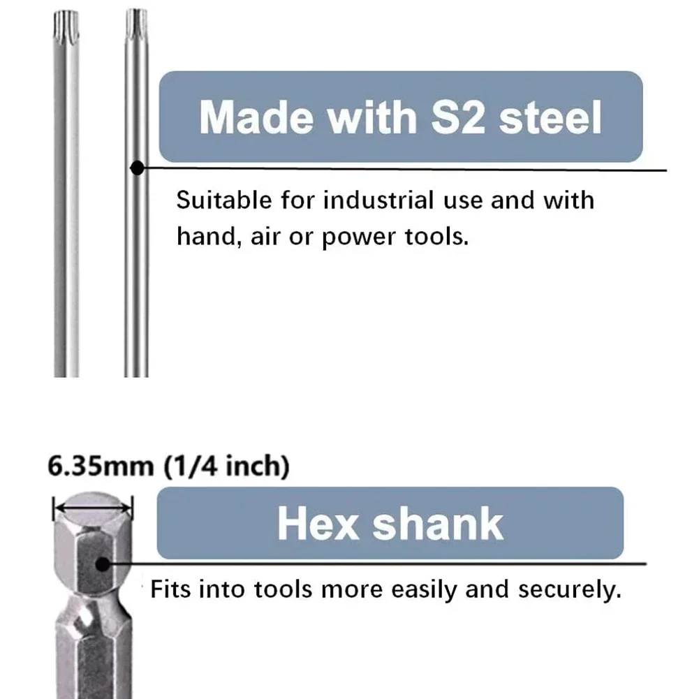 Magnetic Head Torx Screwdriver Bit 100mm Security Tamper Proof Star Screw Driver Bit For Electric Screwdriver Hand 1pc