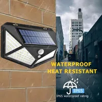 1~12PCS 100 LED Solar Wall Lamp 4 Sides Luminous With Motion Sensor Outdoor Garden Courtyard Waterproof Wall Light 2