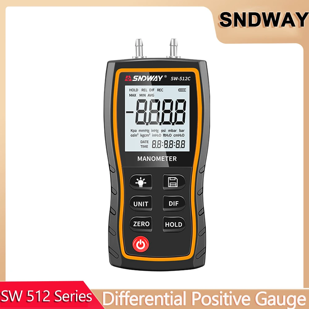 

Sndway SW 512 Series Digital Manometer Differential Positive Negative Air Pressure Meter Professional Multi Unit Gauge Kit Tools