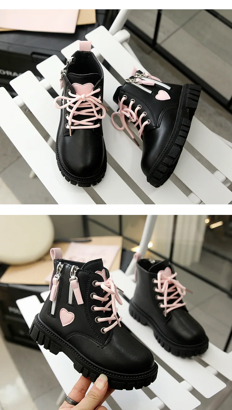 Kinder Leder Stiefel Mädchen Mode Herbst Winter Neue Casual Bequeme Kurze Stiefel Warme Kinder Vielseitige Anti-slip Baumwolle Stiefel – Detail 14