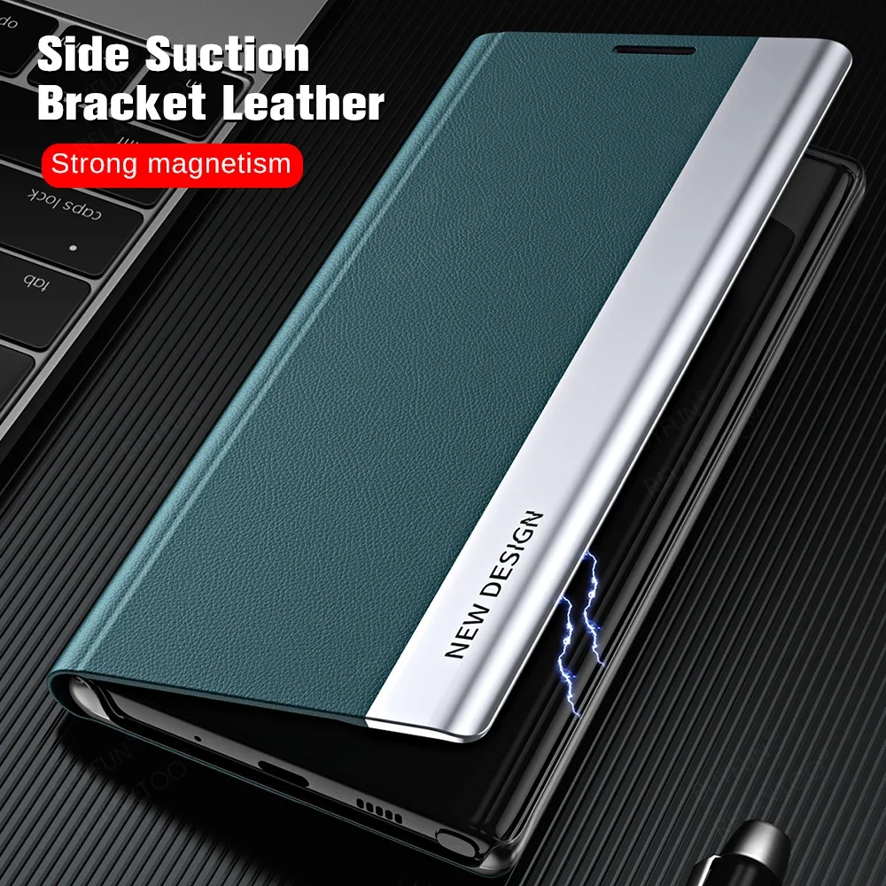 Luxury Leather Magnetic Flip Cover Wallet Case - Elegant Stand Design