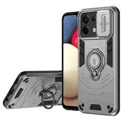 Shockproof Rugged Phone Case with Ring Holder and Camera Protection for Motorola Edge 70 (Gray)