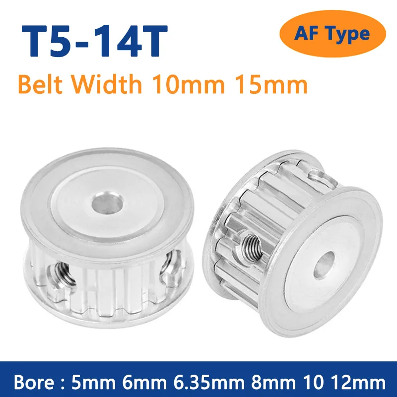 Produktbild von 18T T5 Zahnriemenscheibe AF-Typ – Bohrung 5–15 Mm, Passend Für 10–15 Mm Riemenbreite, Aluminium, 5 Mm Teilung