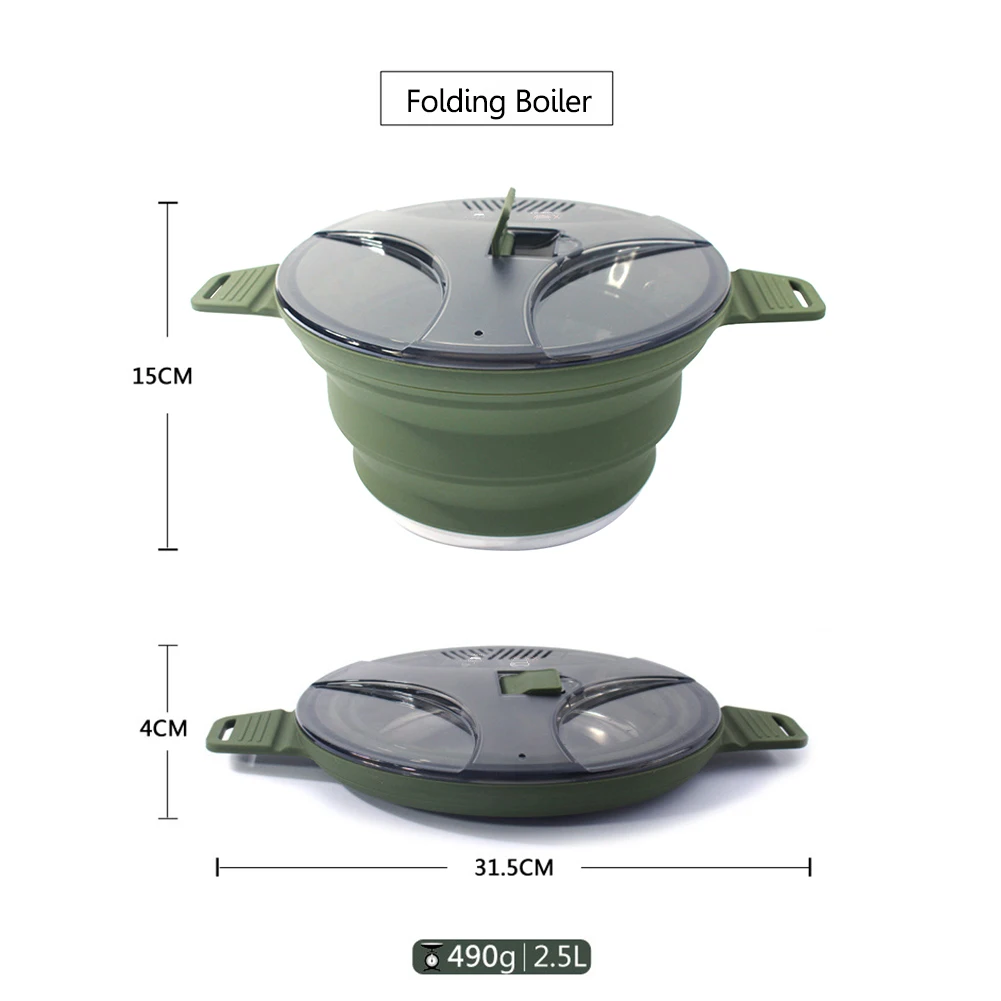Foldable Portable Camping Cook Pot with Handle Open Fire Coffee Pot for Outdoor Fishing for Hiking Backpacking Picnic Travel