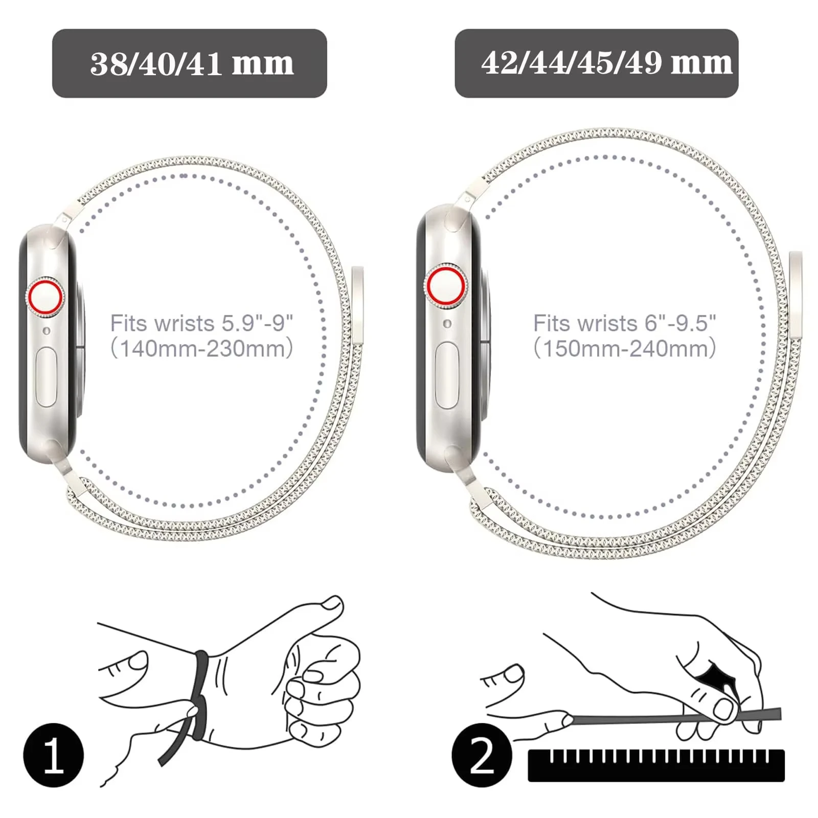 Elegant Stainless Steel Milanese Loop Watch Strap and Case