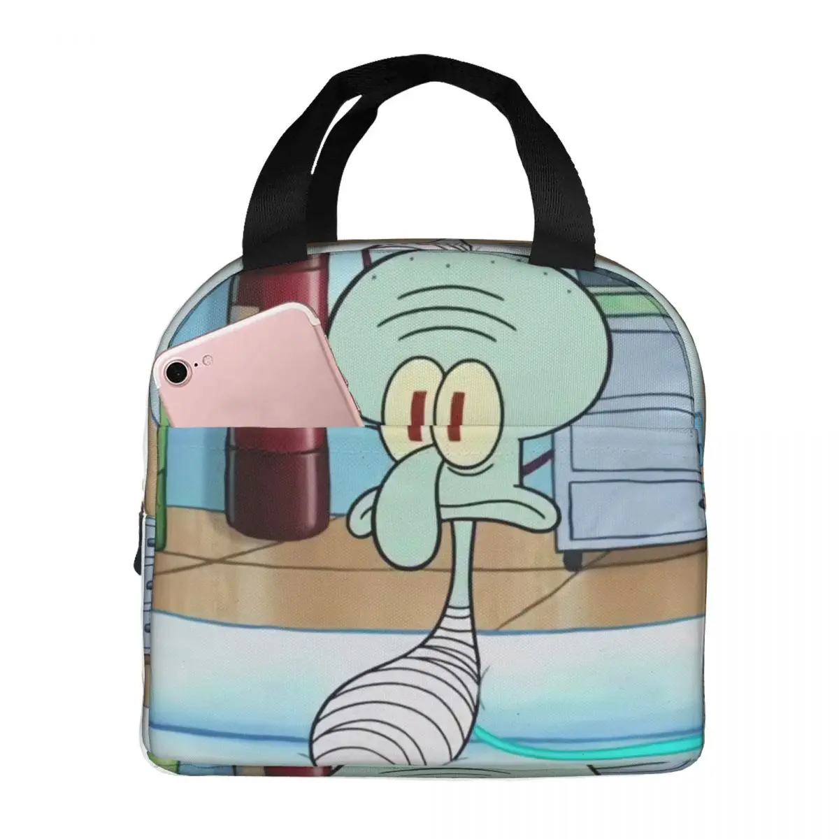 

Squidward Anime Insulated Lunch Bag Insulated Bento Pack Aluminum Bag Cartoon Meal Pack Ice Pack Student Bento Lunch Handbag