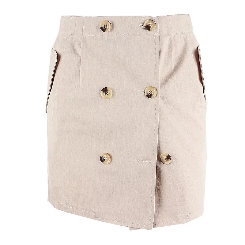 Indie High Street Vintage Fashion Pocket Button Stitching Mini Skirts 2024 Summer Women Casual Loose Female Skirts Office Lady