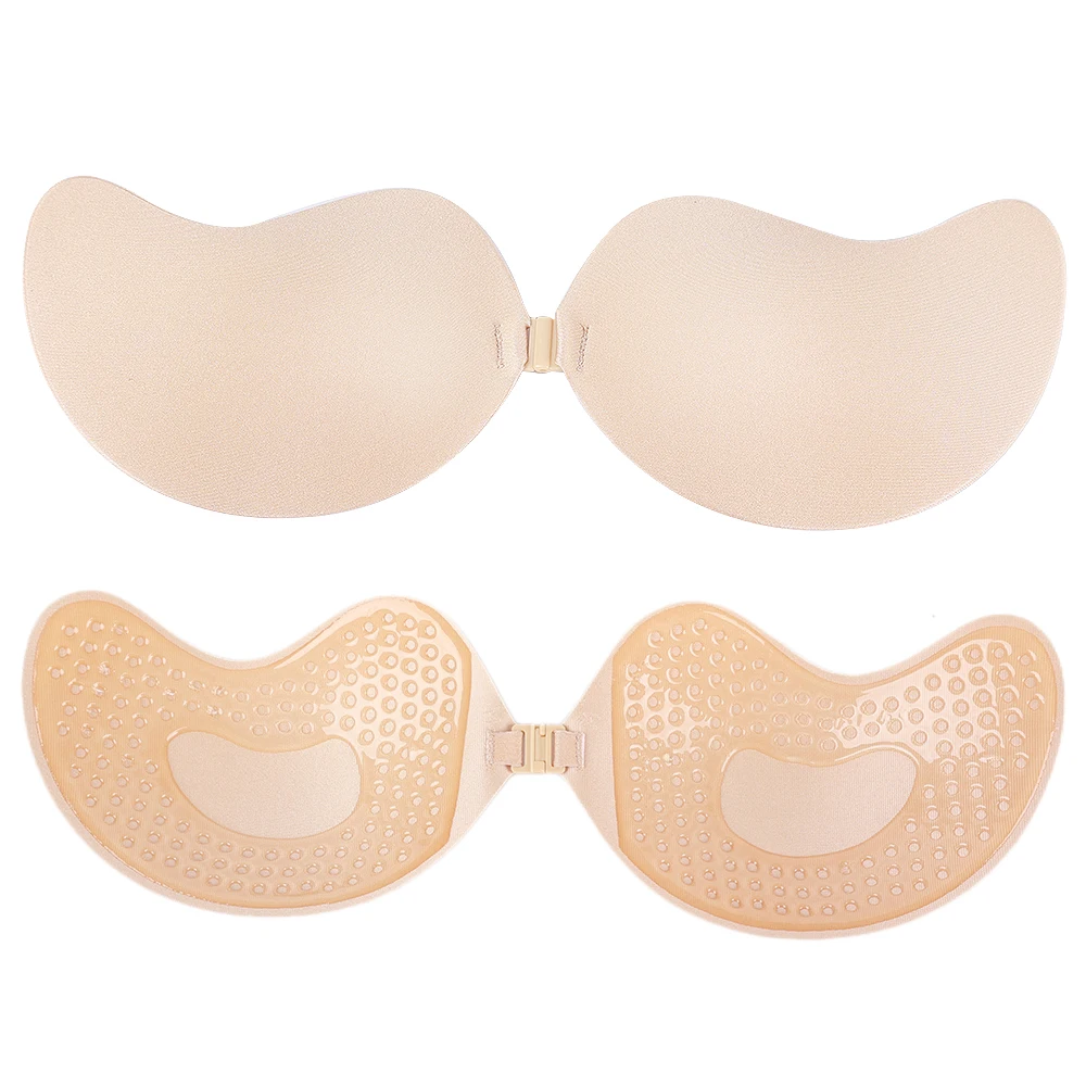 Silicone Sticky Invisible Backless Bra Strapless Push Up Bralette Seamless Front Closure Adhesive Bars Nipple Cover Underwear